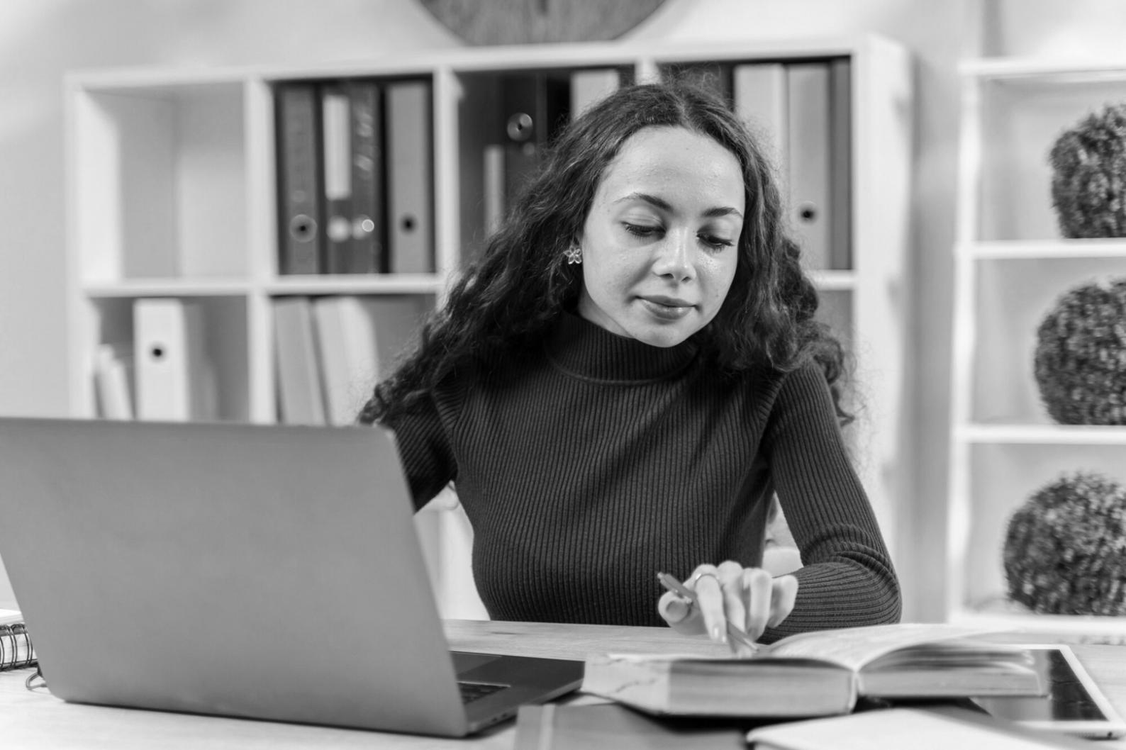 Student working through financial decision framework